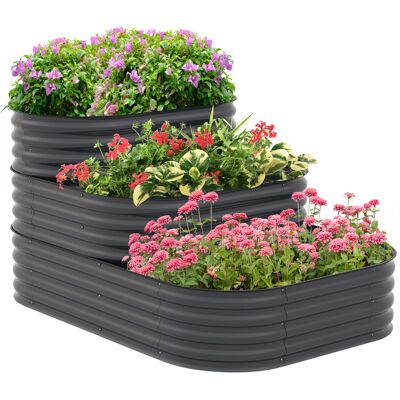 Outsunny Piantatore da giardino fondo aperto 3 piani per erbe verdure frutta fiori 158 x 109 x 82 cm grigio Outsunny Piantatore da giardino fondo aperto 3 piani per erbe verdure frutta fiori 158 x 109 x 82 cm grigio