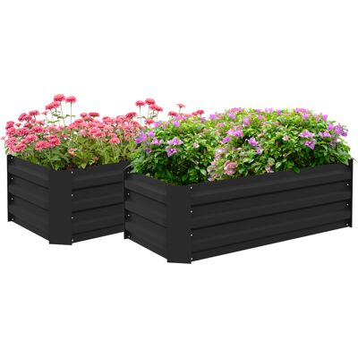 Outsunny Set di 2 quadrati da giardino dim. 100L x 50l x 30H cm - lamiera ondulata nero Outsunny Set di 2 quadrati da giardino dim. 100L x 50l x 30H cm - lamiera ondulata nero