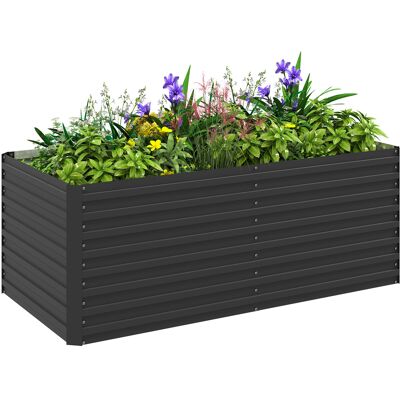 Outsunny Fioriera Rialzata Zincata Rettangolare per Esterno con Fondo Aperto, 160x80x60 cm, Grigio Aosom Italy Outsunny Fioriera Rialzata Zincata Rettangolare per Esterno con Fondo Aperto, 160x80x60 cm, Grigio Aosom Italy