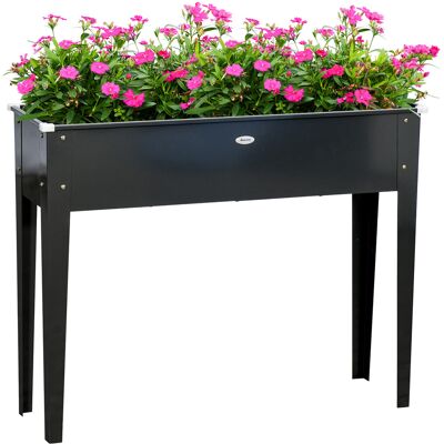 Outsunny Fioriera su piedi rettangolare orto con foro di drenaggio in acciaio zincato 100 x 30 x 80 cm nero Outsunny Fioriera su piedi rettangolare orto con foro di drenaggio in acciaio zincato 100 x 30 x 80 cm nero