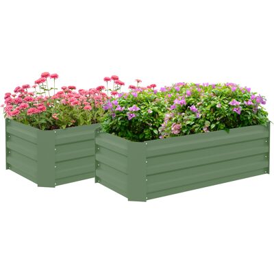 Outsunny Set di 2 vasi da giardino quadrati dim. 100L x 50l x 30H cm - lamiera ondulata verde Outsunny Set di 2 vasi da giardino quadrati dim. 100L x 50l x 30H cm - lamiera ondulata verde