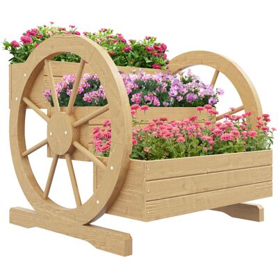Outsunny Fioriera su Piedi quadrato Orto 3 livelli con 2 ruote Carretto in Legno Abete, dim. 62L x 61l x 57H cm Outsunny Fioriera su Piedi quadrato Orto 3 livelli con 2 ruote Carretto in Legno Abete, dim. 62L x 61l x 57H cm