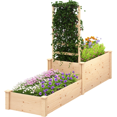 Outsunny - Raised Planter - Legno di pino - Giariniera con griglia Outsunny - Raised Planter - Legno di pino - Giariniera con griglia
