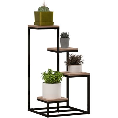 Outsunny Scaffale per Piante a 4 Livelli in Acciaio e Legno, 40x40x75.5 cm, Marrone e Nero Aosom Outsunny Scaffale per Piante a 4 Livelli in Acciaio e Legno, 40x40x75.5 cm, Marrone e Nero Aosom