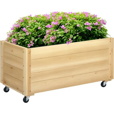 Fioriera da Giardino Outsunny con foro di drenaggio e rotelle - Cassetta per fiori Fioriera da Giardino Outsunny con foro di drenaggio e rotelle - Cassetta per fiori