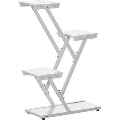 Outsunny Scaletta Portavasi a 4 Livelli per Interni ed Esterni in MDF e Acciaio, 50.5x24x81 cm, Bianco Aosom Italy Outsunny Scaletta Portavasi a 4 Livelli per Interni ed Esterni in MDF e Acciaio, 50.5x24x81 cm, Bianco Aosom Italy