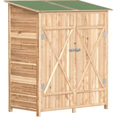 Outsunny Capanno attrezzi, con tavolino, in abete, 140 x 75 x 157 cm, Legno naturale Aosom Italy Outsunny Capanno attrezzi, con tavolino, in abete, 140 x 75 x 157 cm, Legno naturale Aosom Italy