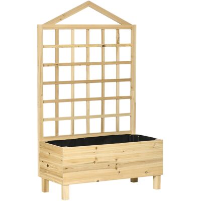 Outsunny Fioriera da Esterno in Legno di Abete con Grigliato e Fori di Drenaggio, 90x43x150 cm Aosom Outsunny Fioriera da Esterno in Legno di Abete con Grigliato e Fori di Drenaggio, 90x43x150 cm Aosom