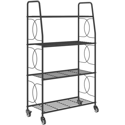 Outsunny Scaffale per fiori in metallo 4 livelli con ruote Interno ed Esterno, supporto per piante 67 x 29 x 114 cm Nero Aosom Italy Outsunny Scaffale per fiori in metallo 4 livelli con ruote Interno ed Esterno, supporto per piante 67 x 29 x 114 cm Nero Aosom Italy