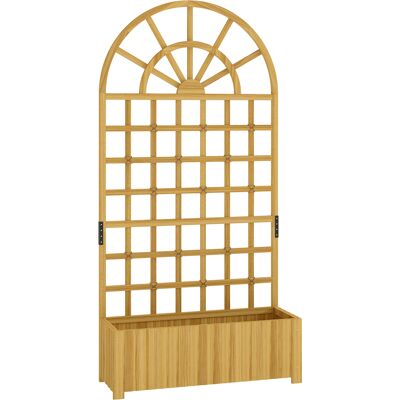 Outsunny Fioriera con traliccio, vaso da fiori, con fori di drenaggio, in legno massiccio, 90 x 30 x 180 cm, effetto legno naturale Aosom Italy Outsunny Fioriera con traliccio, vaso da fiori, con fori di drenaggio, in legno massiccio, 90 x 30 x 180 cm, effetto legno naturale Aosom Italy