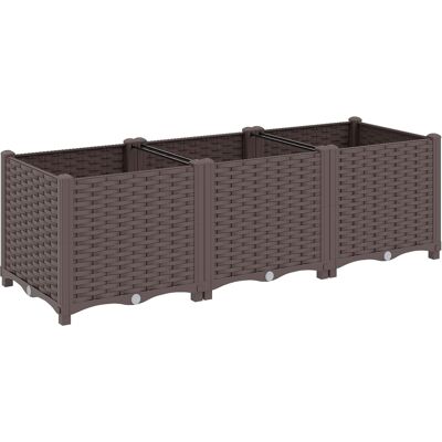 Outsunny Aiuola rialzata in plastica, cassone modulare con sistema di autoirrigazione 120 x 40 x 37cm Marrone Aosom Italy Outsunny Aiuola rialzata in plastica, cassone modulare con sistema di autoirrigazione 120 x 40 x 37cm Marrone Aosom Italy