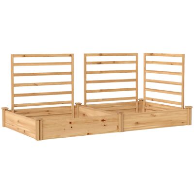 Outsunny Aiuola rialzata con traliccio in legno, fioriera con 3 tralicci e divisorio, fondo aperto 240 x 125 x 102 cm Legno naturale Aosom Italy Outsunny Aiuola rialzata con traliccio in legno, fioriera con 3 tralicci e divisorio, fondo aperto 240 x 125 x 102 cm Legno naturale Aosom Italy