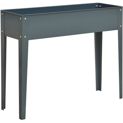Outsunny Fioriera da Esterno Rialzata in Metallo con 3 Fori di Drenaggio, 100x30x80 cm, Grigio Aosom Outsunny Fioriera da Esterno Rialzata in Metallo con 3 Fori di Drenaggio, 100x30x80 cm, Grigio Aosom