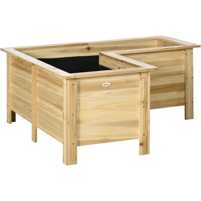 Outsunny Fioriera Rialzata in Legno Vaso da Esterno a Forma di L con Tessuto Non Tessuto Orto Urbano 120x120x50 cm Naturale Aosom Italy Outsunny Fioriera Rialzata in Legno Vaso da Esterno a Forma di L con Tessuto Non Tessuto Orto Urbano 120x120x50 cm Naturale Aosom Italy