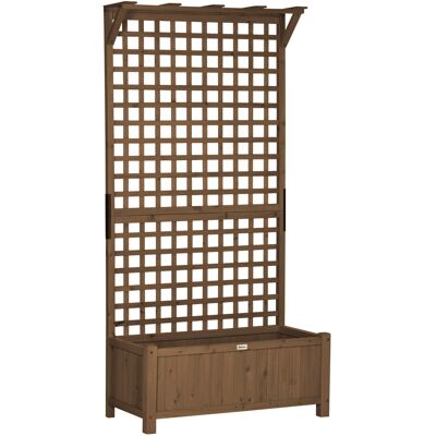 Outsunny Fioriera da Giardino con Traliccio per Piante Rampicanti in Legno di Abete, 90x45x183 cm, Marrone Aosom Italy Outsunny Fioriera da Giardino con Traliccio per Piante Rampicanti in Legno di Abete, 90x45x183 cm, Marrone Aosom Italy