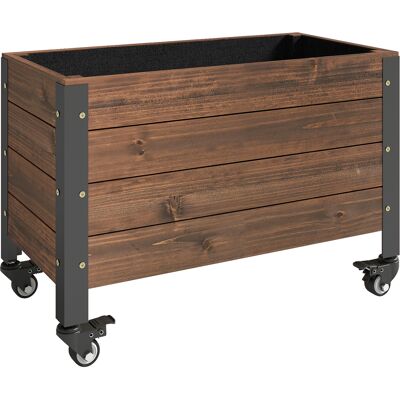 Outsunny Fioriera da Esterno in Legno con Ruote con Foro di Drenaggio e Tessuto Non Tessuto Fioriera 60x30x41 cm Marrone Scuro Aosom Italy Outsunny Fioriera da Esterno in Legno con Ruote con Foro di Drenaggio e Tessuto Non Tessuto Fioriera 60x30x41 cm Marrone Scuro Aosom Italy