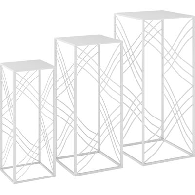 Outsunny Set da 3 portavaso, altezza 50/60/70 cm, portafiori impilabile in metallo, Bianco Aosom Italy Outsunny Set da 3 portavaso, altezza 50/60/70 cm, portafiori impilabile in metallo, Bianco Aosom Italy