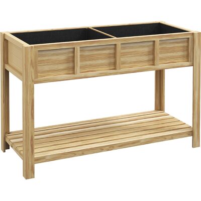 Outsunny Fioriera Rialzata in Legno con Ripiano Inferiore, Divisorio, Fori di Drenaggio, 115x46x75 cm, Color Legno Aosom Italy Outsunny Fioriera Rialzata in Legno con Ripiano Inferiore, Divisorio, Fori di Drenaggio, 115x46x75 cm, Color Legno Aosom Italy