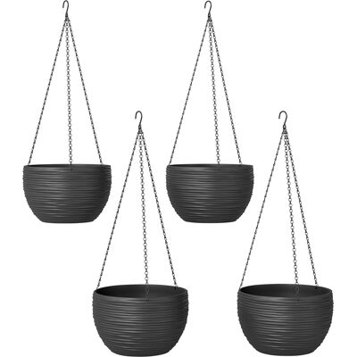 Outsunny Contenitori per piante da esterno e interno, autoirriganti, vasi sospesi con catene metalliche, 4 pezzi, nero Aosom Italy Outsunny Contenitori per piante da esterno e interno, autoirriganti, vasi sospesi con catene metalliche, 4 pezzi, nero Aosom Italy