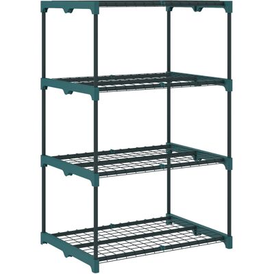 Outsunny Portapiante a 4 Livelli Aperti in Acciaio e Plastica, 67x49x105 cm, Verde Scuro Aosom Italy Outsunny Portapiante a 4 Livelli Aperti in Acciaio e Plastica, 67x49x105 cm, Verde Scuro Aosom Italy