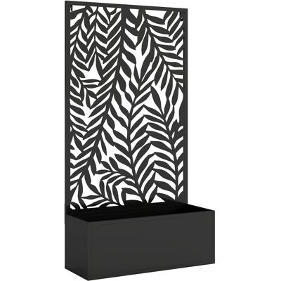 Outsunny Fioriera con frangivista Fioriera con griglia per rampicanti motivi foglie tropicali 61 x 23 x 113 cm Nero Aosom Italy Outsunny Fioriera con frangivista Fioriera con griglia per rampicanti motivi foglie tropicali 61 x 23 x 113 cm Nero Aosom Italy