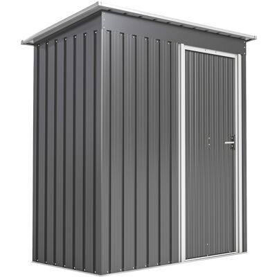 Outsunny Capanno Attrezzi con Tetto Inclinato e Porta Scorrevole, in Acciaio e PP, 163x89x182 cm, Grigio Chiaro Aosom Italy Outsunny Capanno Attrezzi con Tetto Inclinato e Porta Scorrevole, in Acciaio e PP, 163x89x182 cm, Grigio Chiaro Aosom Italy