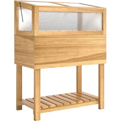 Outsunny Orto rialzato con inserto per semina, coperchio ribaltabile e ripiano, 80x45x108,5 cm, Legno naturale Aosom Italy Outsunny Orto rialzato con inserto per semina, coperchio ribaltabile e ripiano, 80x45x108,5 cm, Legno naturale Aosom Italy