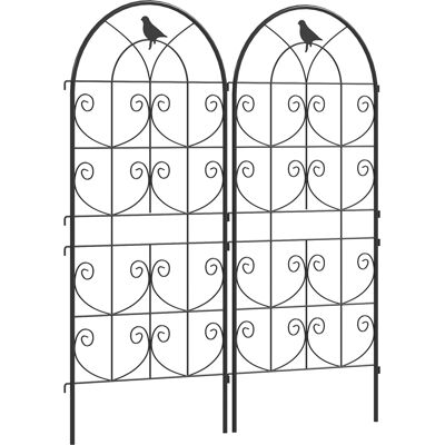 Outsunny Supporto per piante rampicanti con uccelli set da 2 grigliati da giardino per ortaggi vite fiore metallo 50 x 120 cm nero Aosom Italy Outsunny Supporto per piante rampicanti con uccelli set da 2 grigliati da giardino per ortaggi vite fiore metallo 50 x 120 cm nero Aosom Italy