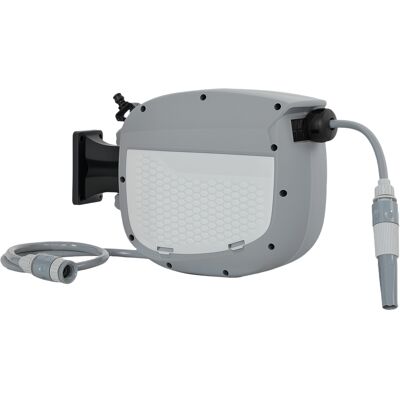 Outsunny Avvolgitubo Retrattile 10+1 m con Ugello a 2 Modalità Blocco Automatico e Retrazione Controllata Supporto Grigio Aosom Italy Outsunny Avvolgitubo Retrattile 10+1 m con Ugello a 2 Modalità Blocco Automatico e Retrazione Controllata Supporto Grigio Aosom Italy