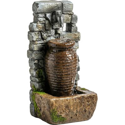 Outsunny Fontana da giardino con flusso d'acqua regolabile e parete in pietra rustica a 3 livelli dal design a anfora Aosom Italy Outsunny Fontana da giardino con flusso d'acqua regolabile e parete in pietra rustica a 3 livelli dal design a anfora Aosom Italy