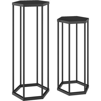 Outsunny Set da 2 supporti per piante per interno ed esterno, portavaso esagonali in metallo per giardino, terrazza, balcone Aosom Italy Outsunny Set da 2 supporti per piante per interno ed esterno, portavaso esagonali in metallo per giardino, terrazza, balcone Aosom Italy