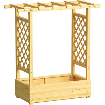 Outsunny Fioriera rialzata con graticcio laterale e superiore, vaso da fiori, fori di drenaggio, 110x44x113 cm, legno naturale Aosom Italy Outsunny Fioriera rialzata con graticcio laterale e superiore, vaso da fiori, fori di drenaggio, 110x44x113 cm, legno naturale Aosom Italy