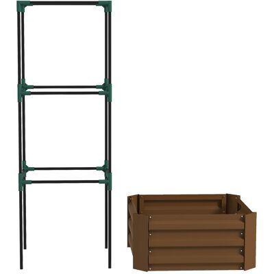 Outsunny Aiuola rialzata con griglia, cassone con supporto per rampicanti, fondo aperto, resistente alle intemperie, 61 cm x 61 cm x 140 cm, Marrone Aosom Italy Outsunny Aiuola rialzata con griglia, cassone con supporto per rampicanti, fondo aperto, resistente alle intemperie, 61 cm x 61 cm x 140 cm, Marrone Aosom Italy