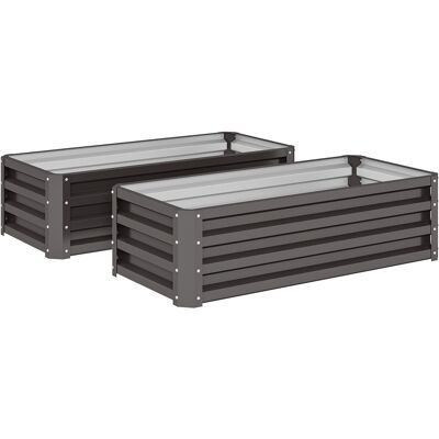 Outsunny Set di 2 Grandi Fioriere Esterne in Acciaio Zincato Orti Urbani per Terrazza Giardino 110x50x30 cm Grigio Aosom Italy Outsunny Set di 2 Grandi Fioriere Esterne in Acciaio Zincato Orti Urbani per Terrazza Giardino 110x50x30 cm Grigio Aosom Italy