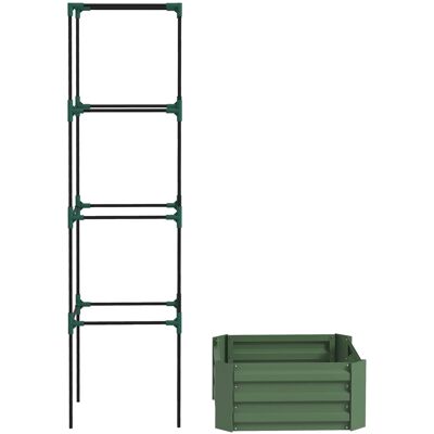 Outsunny Fioriera con traliccio regolabile, vasca fioriera con gabbia per pomodori acciaio zincato 61 x 61 x 187 cm verde Aosom Italy Outsunny Fioriera con traliccio regolabile, vasca fioriera con gabbia per pomodori acciaio zincato 61 x 61 x 187 cm verde Aosom Italy