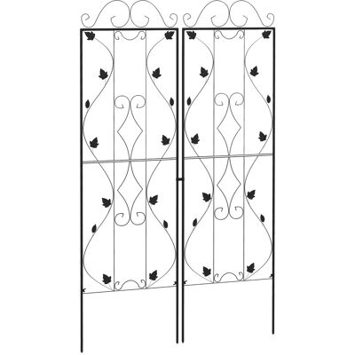 Outsunny Griglia rampicante in acciaio set da 2 da inserire nel terreno resistente alla ruggine con motivo a foglie 50 x 181 cm Nero Aosom Italy Outsunny Griglia rampicante in acciaio set da 2 da inserire nel terreno resistente alla ruggine con motivo a foglie 50 x 181 cm Nero Aosom Italy
