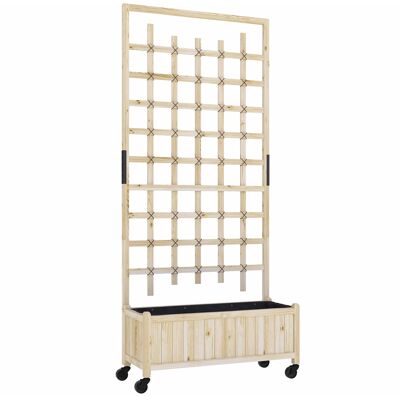 Outsunny Fioriera con reticolo, vaso con ruote, per piante rampicanti, legno massiccio, 82,5x35x186cm, legno naturale Aosom Italy Outsunny Fioriera con reticolo, vaso con ruote, per piante rampicanti, legno massiccio, 82,5x35x186cm, legno naturale Aosom Italy