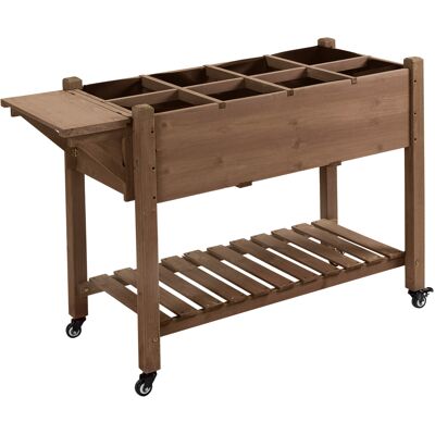 Outsunny Fioriera da Esterno a 8 Vasi con Ripiano Laterale e Mensola Inferiore, in Legno di Abete, 123x54x87 cm Aosom Italy Outsunny Fioriera da Esterno a 8 Vasi con Ripiano Laterale e Mensola Inferiore, in Legno di Abete, 123x54x87 cm Aosom Italy