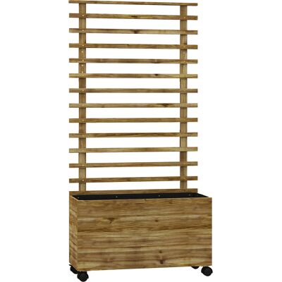 Outsunny Fioriera Verticale con 4 Ruote e Traliccio per Piante Rampicanti in Legno, 76x30x155 cm, Color Legno Aosom Italy Outsunny Fioriera Verticale con 4 Ruote e Traliccio per Piante Rampicanti in Legno, 76x30x155 cm, Color Legno Aosom Italy