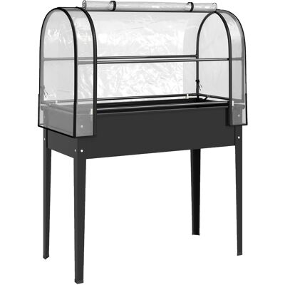 Outsunny Letto per Orto Rialzato con Serra Copertura Protezione, Fioriera da Esterno Rialzata in Metallo con Foro di Drenaggio, per Piante, Fiori, Verdure, Giardino Terrazza Balcone, Nero Aosom Italy Outsunny Letto per Orto Rialzato con Serra Copertura Protezione, Fioriera da Esterno Rialzata in Metallo con Foro di Drenaggio, per Piante, Fiori, Verdure, Giardino Terrazza Balcone, Nero Aosom Italy