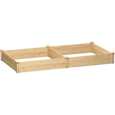 Outsunny Orto in Cassetta con Divisorio Centrale e Fondo Aperto, in Legno di Abete, 235x121x26 cm, color Legno Aosom Italy Outsunny Orto in Cassetta con Divisorio Centrale e Fondo Aperto, in Legno di Abete, 235x121x26 cm, color Legno Aosom Italy