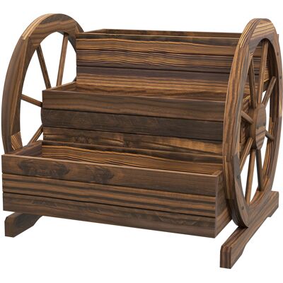 Outsunny Fioriera da Esterno a 3 Livelli con Ruote Decorative in Legno di Abete Carbonizzato, 62x61x57 cm Aosom Italy Outsunny Fioriera da Esterno a 3 Livelli con Ruote Decorative in Legno di Abete Carbonizzato, 62x61x57 cm Aosom Italy