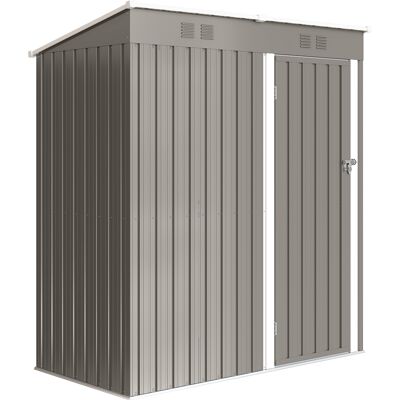 Outsunny Capanno da Giardino in Metallo Adossabile con 2 Griglie di Aerazione e Tetto Inclinato Anti-UV, 163x90x179 cm, Grigio Chiaro Aosom Italy Outsunny Capanno da Giardino in Metallo Adossabile con 2 Griglie di Aerazione e Tetto Inclinato Anti-UV, 163x90x179 cm, Grigio Chiaro Aosom Italy