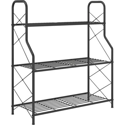 Outsunny Portapiante a 3 Livelli per Interni ed Esterni in Metallo, 69x28.5x78 cm, Nero Aosom Italy Outsunny Portapiante a 3 Livelli per Interni ed Esterni in Metallo, 69x28.5x78 cm, Nero Aosom Italy