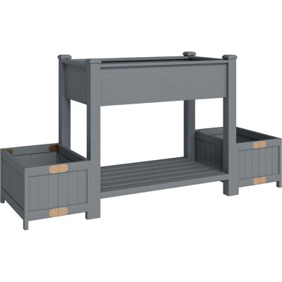 Outsunny Letto per Orto Rialzato Fioriera con Ripiano, 149x46x76cm, Grigio Aosom Italy Outsunny Letto per Orto Rialzato Fioriera con Ripiano, 149x46x76cm, Grigio Aosom Italy