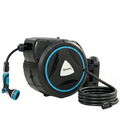 Outsunny Avvolgitubo Irrigazione da Parete Automatico 23+2 m, Avvolgitore Automatico Pistola Irrigazione, 10+2 Modalità, 55x31x50 cm, Blu Aosom Italy Outsunny Avvolgitubo Irrigazione da Parete Automatico 23+2 m, Avvolgitore Automatico Pistola Irrigazione, 10+2 Modalità, 55x31x50 cm, Blu Aosom Italy