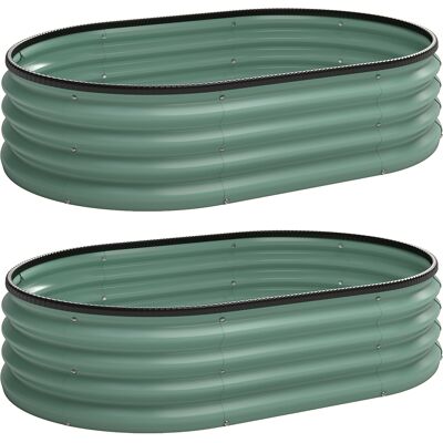 Outsunny Set di 2 Aiuole Rialzate in Metallo Galvanizzato con Bordo in Gomma e Design Modulare, 135x90x30 cm Verde Aosom Italy Outsunny Set di 2 Aiuole Rialzate in Metallo Galvanizzato con Bordo in Gomma e Design Modulare, 135x90x30 cm Verde Aosom Italy