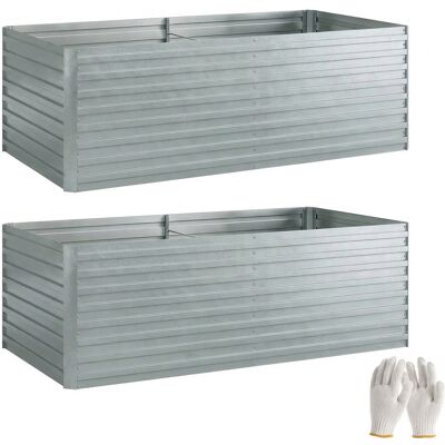 Outsunny Set di 2 Aiuole Rialzate in Metallo Galvanizzato con Bordo Sicuro, Fioriera Elevata per Verdure, Argento Aosom Italy Outsunny Set di 2 Aiuole Rialzate in Metallo Galvanizzato con Bordo Sicuro, Fioriera Elevata per Verdure, Argento Aosom Italy
