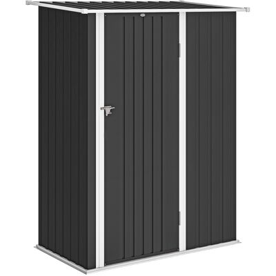 Outsunny Capanno Porta Attrezzi in Metallo con Tetto Inclinato e Porta Bloccabile, 142x86x189 cm, Grigio Scuro Aosom Italy Outsunny Capanno Porta Attrezzi in Metallo con Tetto Inclinato e Porta Bloccabile, 142x86x189 cm, Grigio Scuro Aosom Italy
