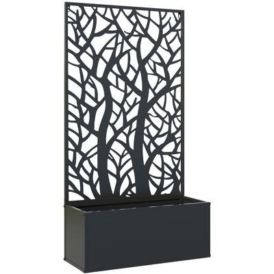 Outsunny Fioriera con Grigliato, per Piante Rampicanti, Ortaggi e Fiori, in Metallo, 61x23x113 cm, Nero Aosom Italy Outsunny Fioriera con Grigliato, per Piante Rampicanti, Ortaggi e Fiori, in Metallo, 61x23x113 cm, Nero Aosom Italy